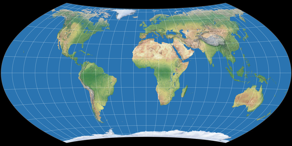 License Info: Entfernungsbezogene Weltkarte (distance-related map ...