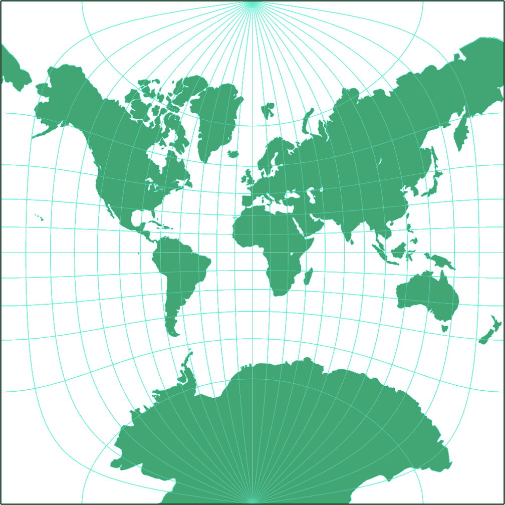 Adams World in a Square I Silhouette Map