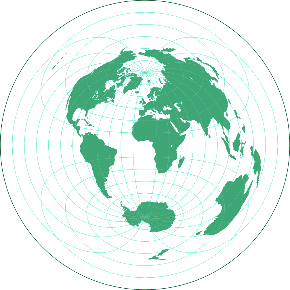 License Info: Azimuthal Equidistant Projection (equatorial aspect)