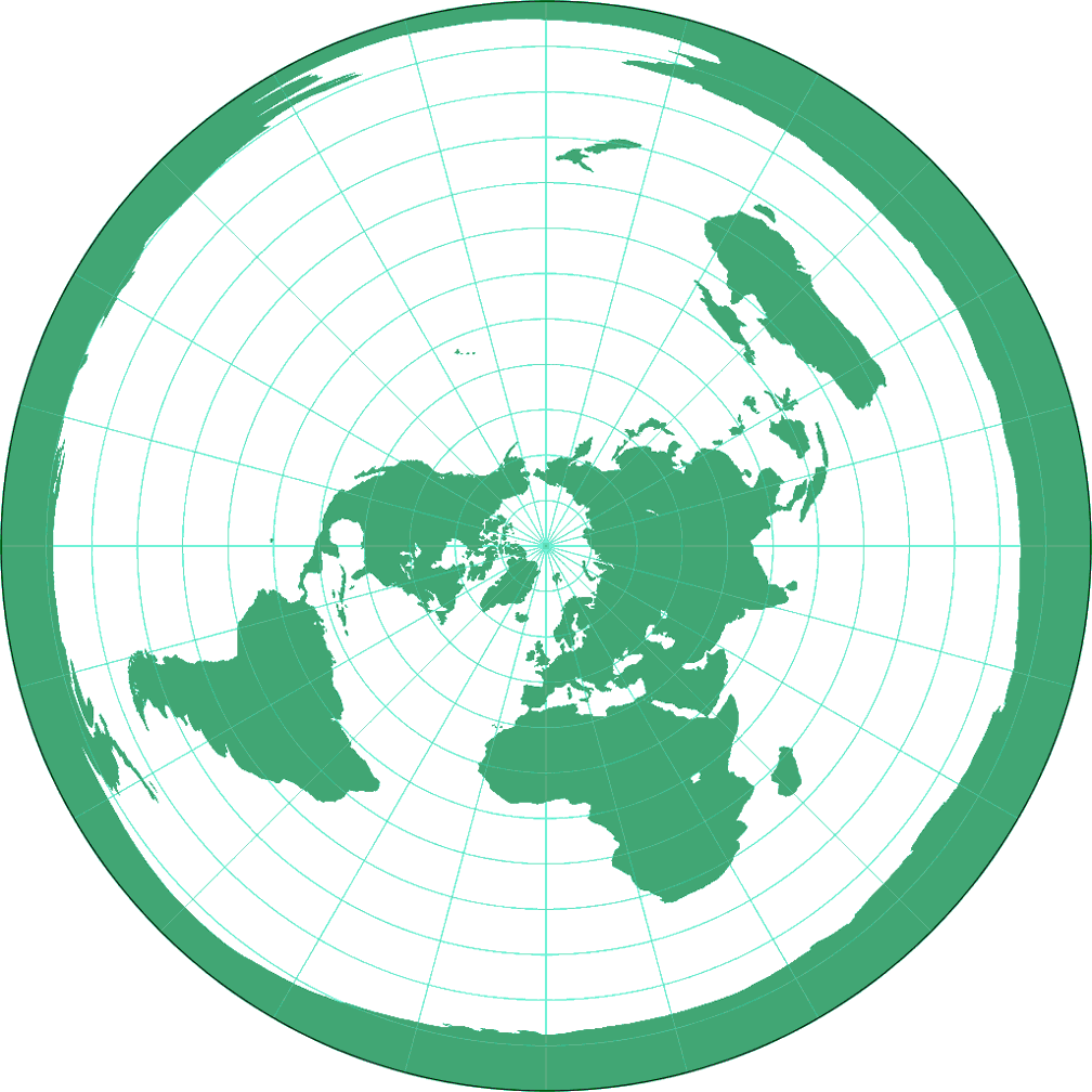 Azimuthal Equidistant Projection (polar aspect) Silhouette Map