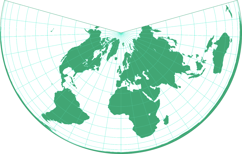 Lambert Equal-Area Conic Silhouette Map