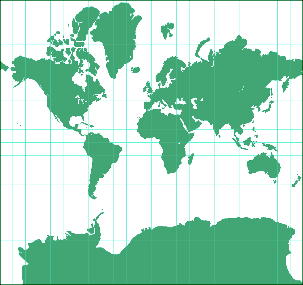 Mercator Silhouette Map