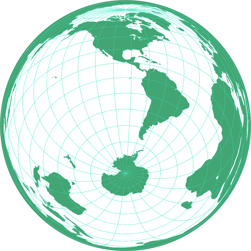 Spilhaus-Lambert Azimuthal equal-area Silhouette Map