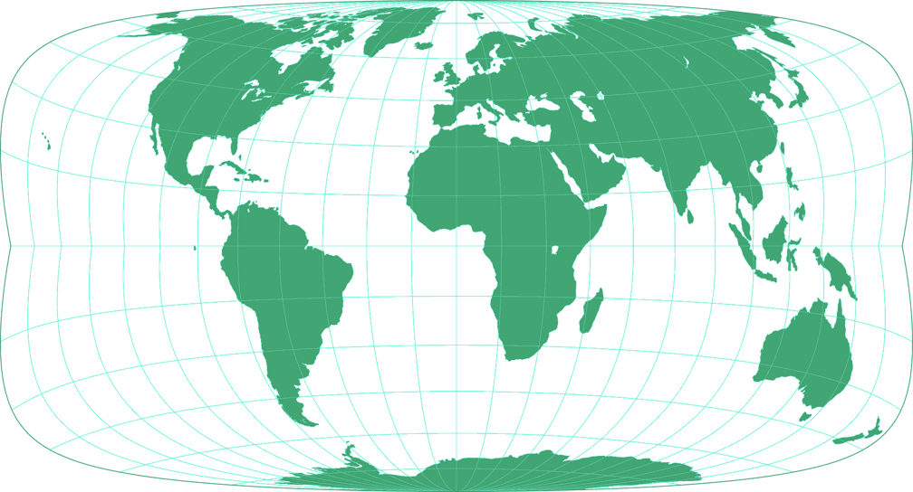 Strebe-Mollweide 24°S Silhouette Map