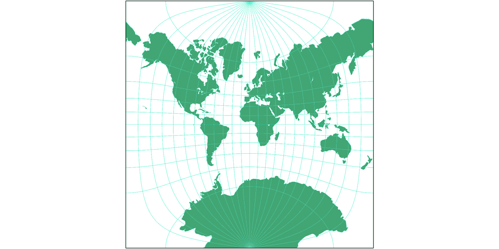 Adams World in a Square I Silhouette Map