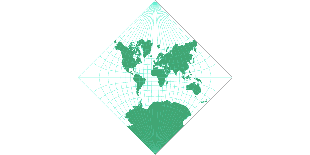 Adams World in a Square II Silhouette Map