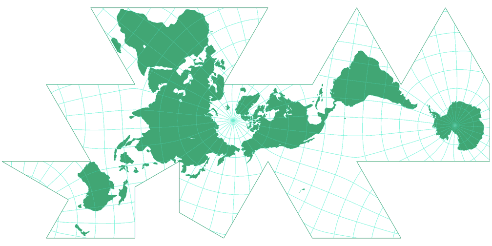Dymaxion-like conformal projection Silhouette Map