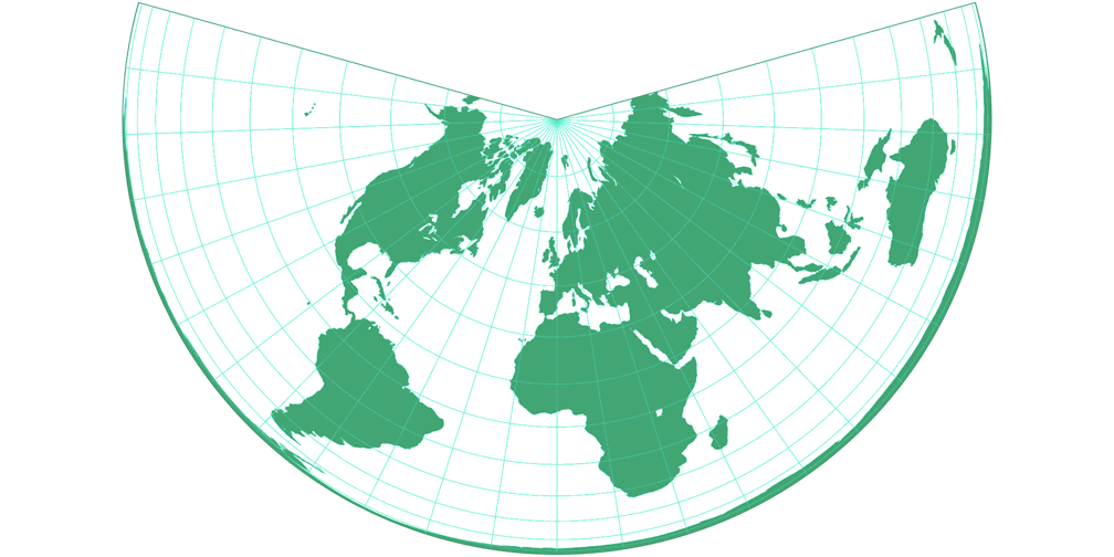 Lambert Equal-Area Conic Silhouette Map