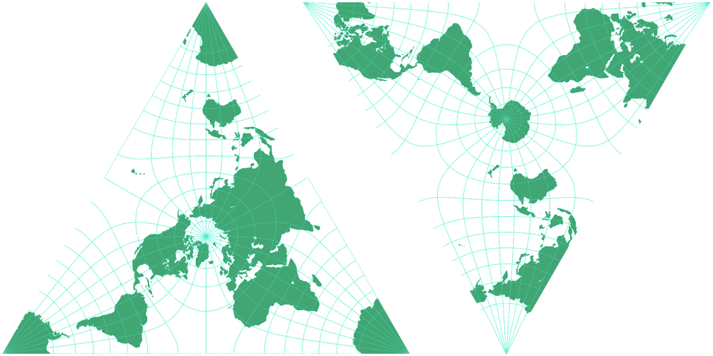 Lee Conformal Tetrahedral Projection Silhouette Map