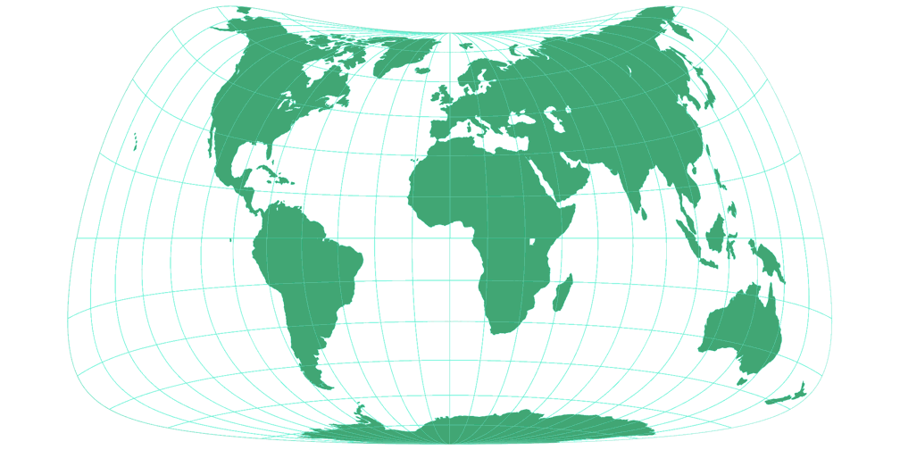 Strebe-Mollweide Asymmetric 24 Silhouette Map