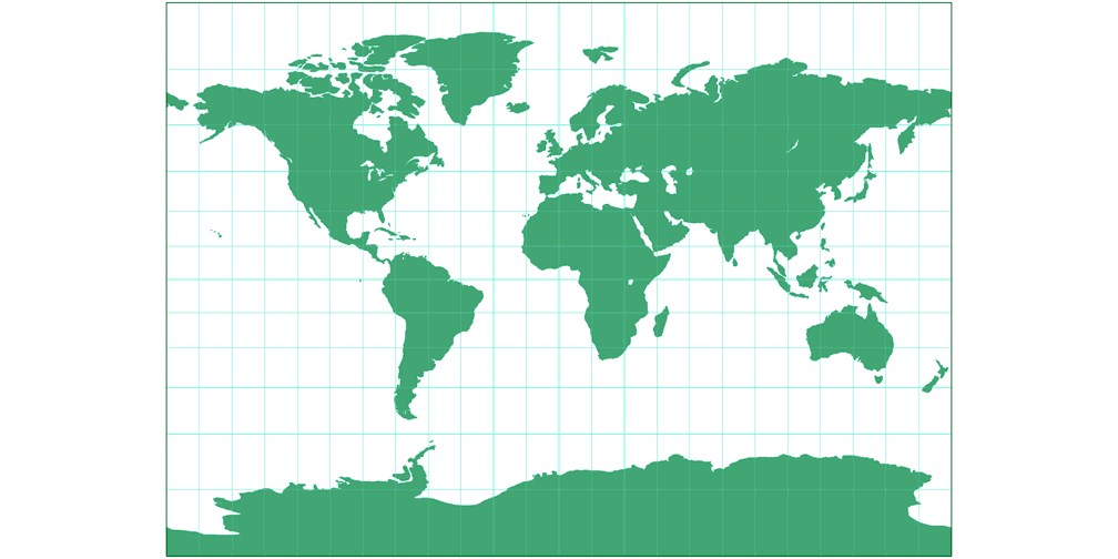 Tobler’s variant 1 of Miller Cylindrical Silhouette Map