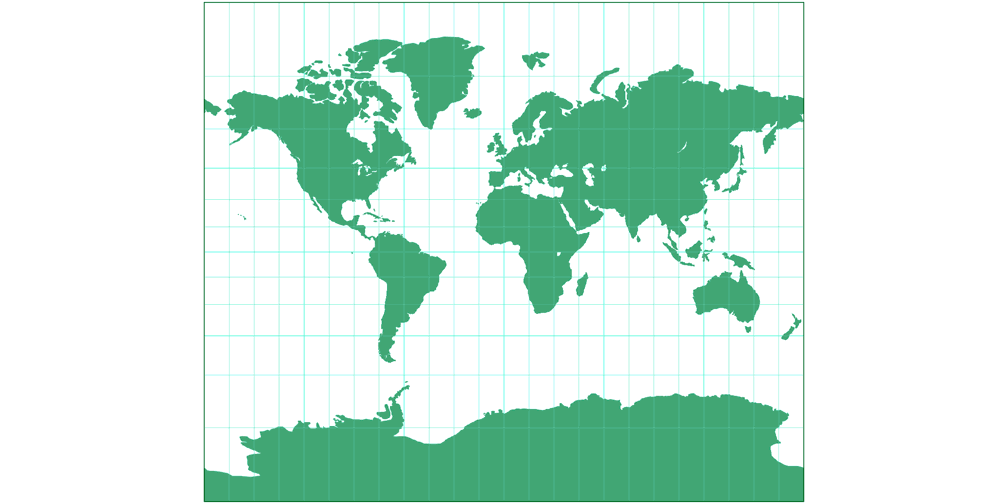 Tobler’s variant 2 of Miller Cylindrical Silhouette Map