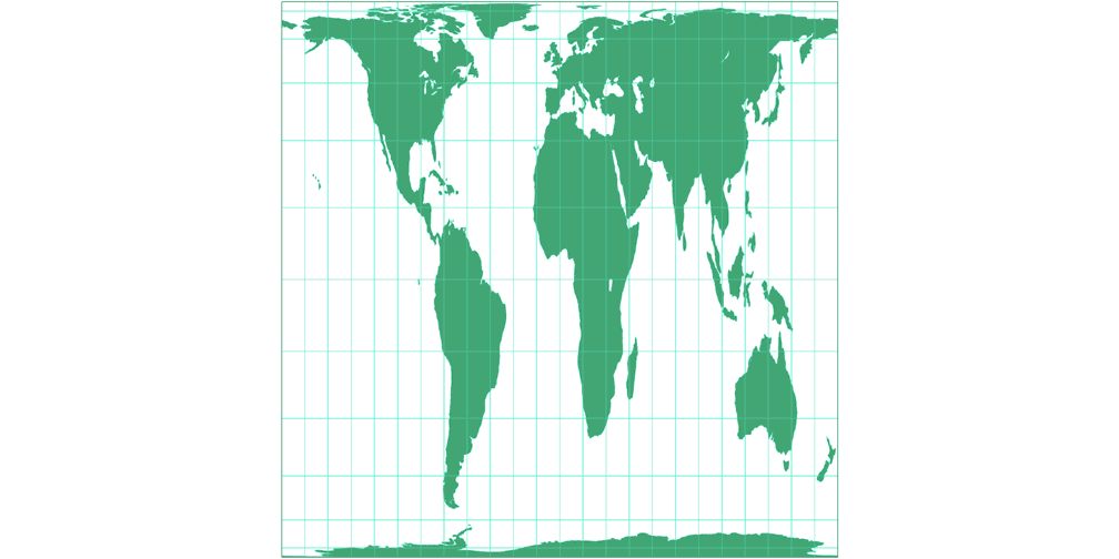 Tobler’s World in a Square Silhouette Map