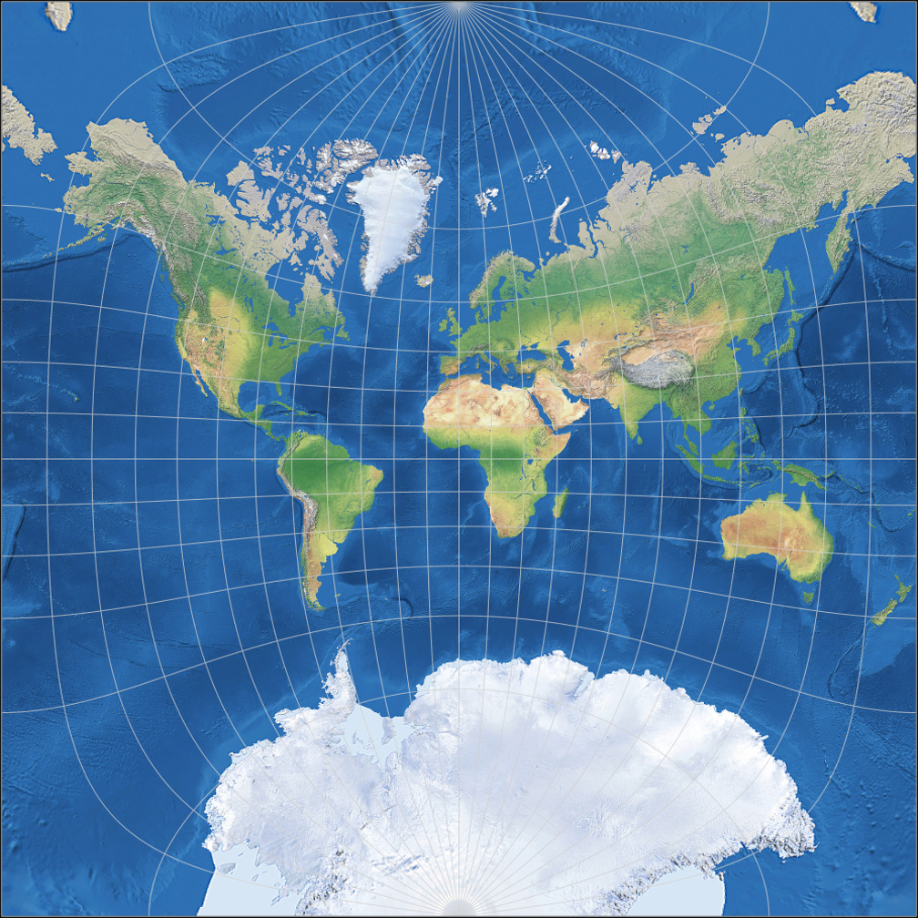 Square map. Peirce quincuncial Projection.