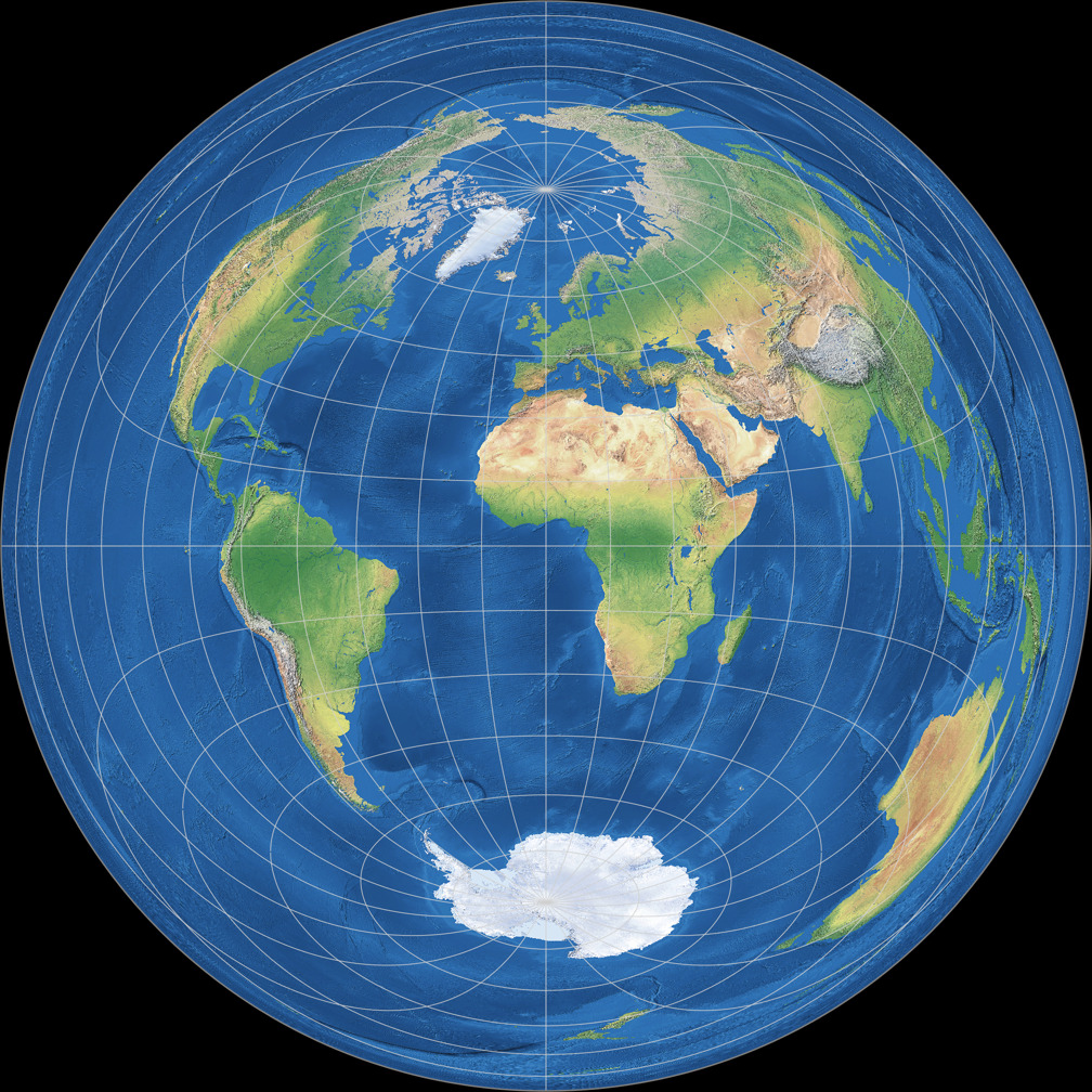 Azimuthal Equidistant Projection (equatorial aspect) vs. Gott-Mugnolo ...