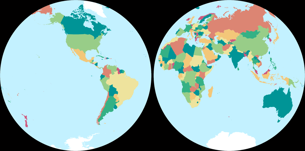 Azimuthal Equidistant Projection (Hemispheres)