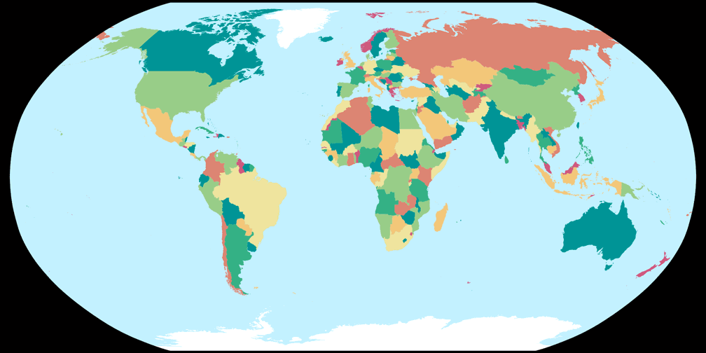 World maps: Mercator, Goode, Robinson, Peters and Hammer