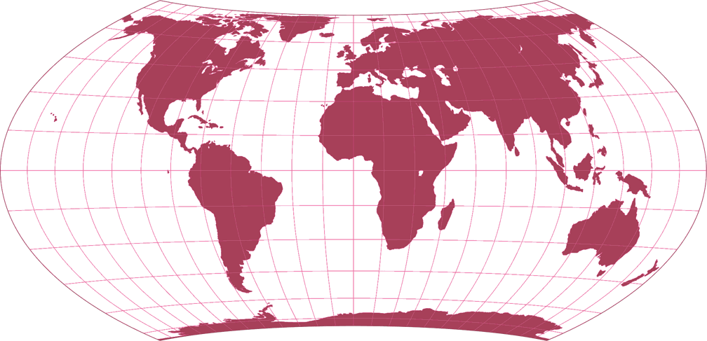 Entfernungsbezogene Weltkarte (distance-related map; approximation.) Silhouette Map