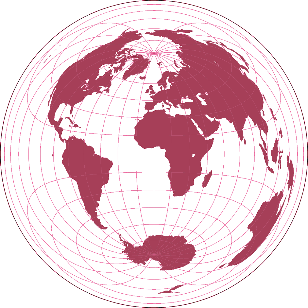Gott-Mugnolo Azimuthal (equat.) Silhouette Map