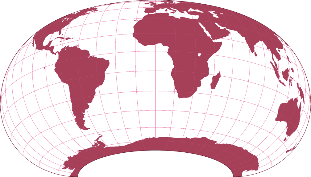 Raisz Armadillo (Southern Hemisphere) Silhouette Map