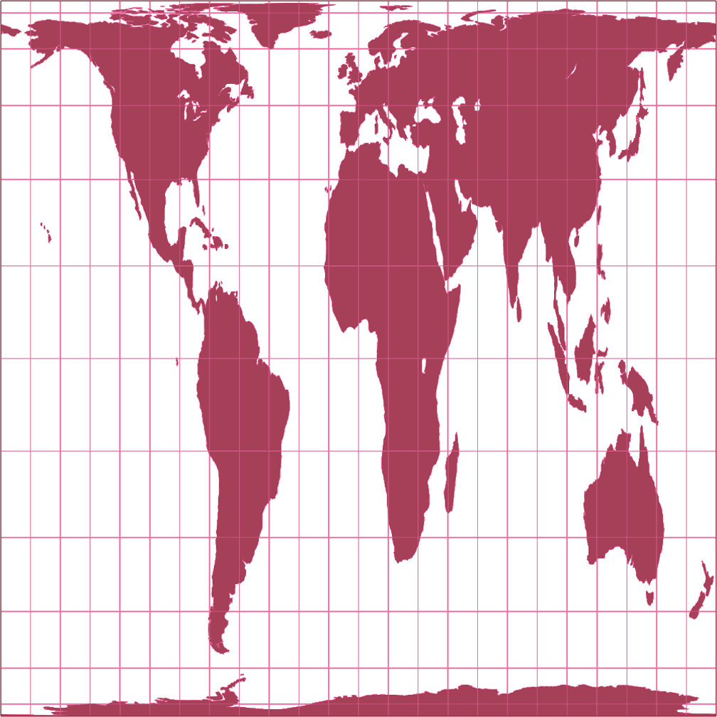 Tobler’s World in a Square Silhouette Map