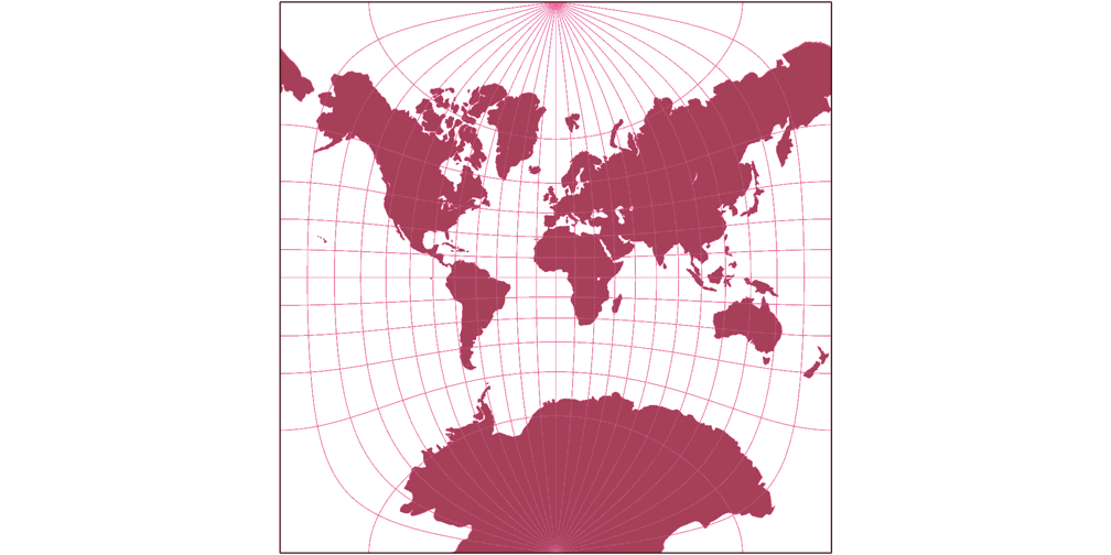 Adams World in a Square I Silhouette Map