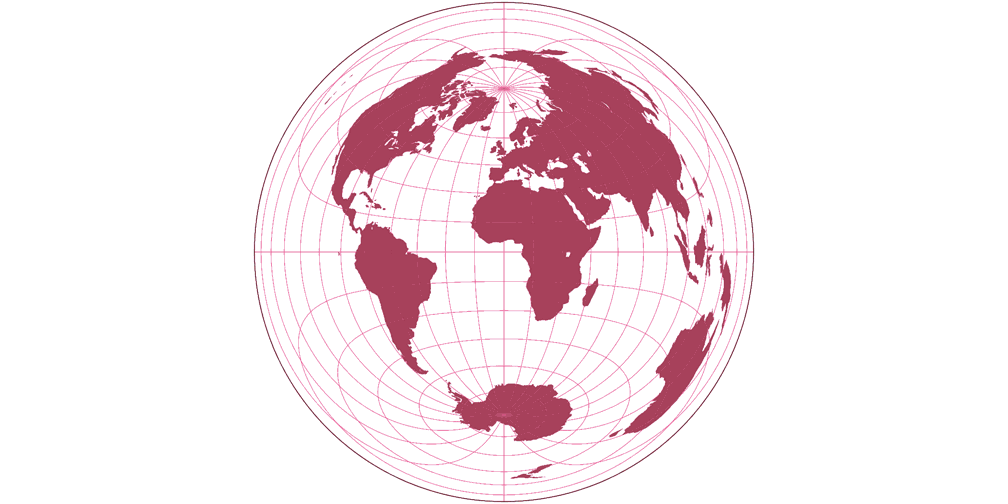 Gott-Mugnolo Azimuthal (equat.) Silhouette Map