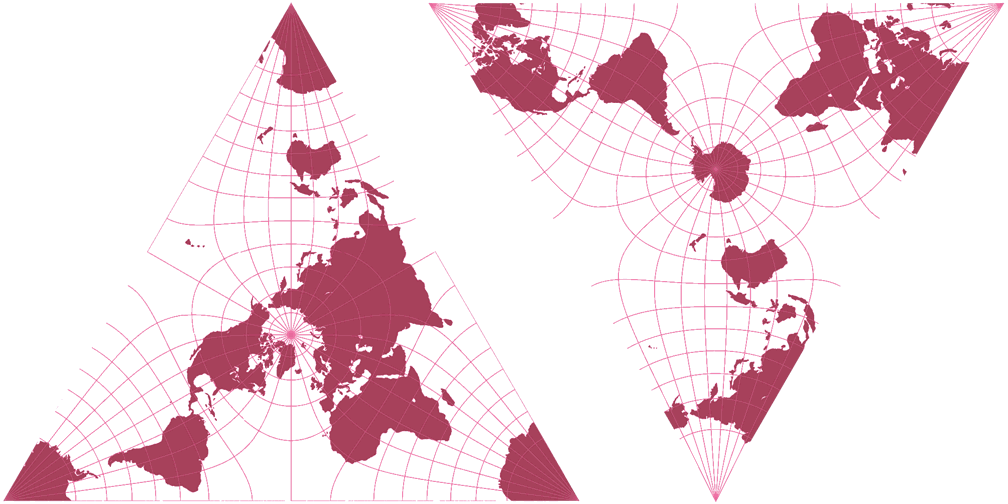 Lee Conformal Tetrahedral Projection Silhouette Map