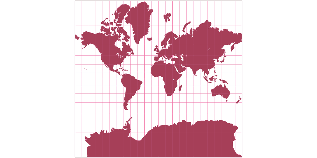 World maps: Mercator, Goode, Robinson, Peters and Hammer