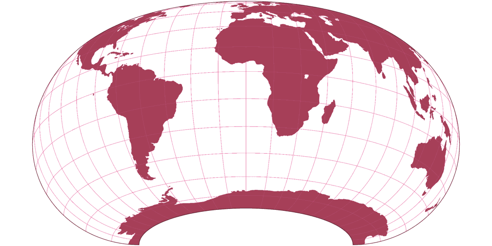 Raisz Armadillo (Southern Hemisphere) Silhouette Map