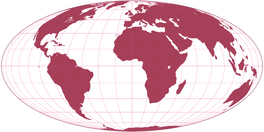 Raisz Half-ellipsoidal (untilted) Silhouette Map