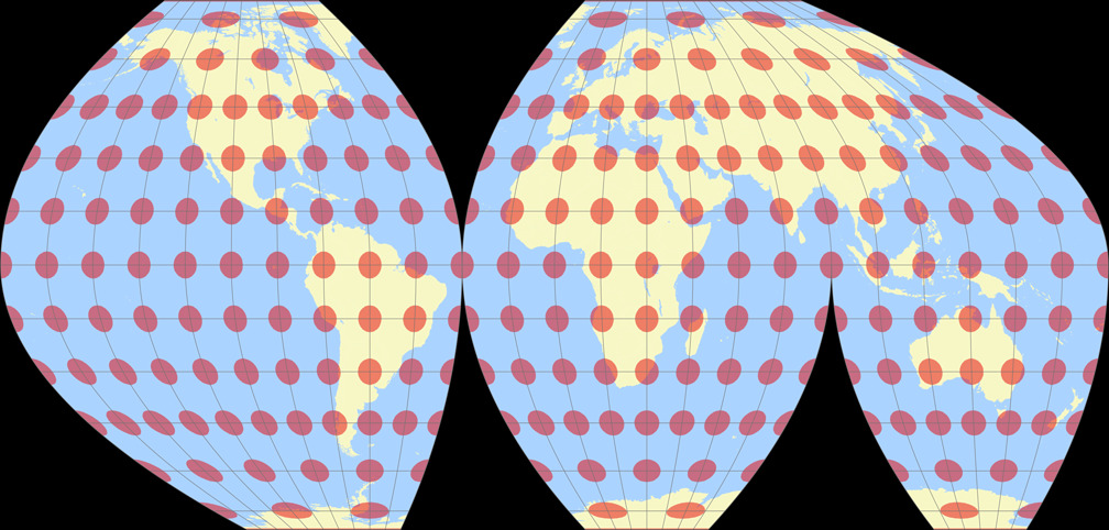 McBryde-Thomas Flat-Polar Parabolic (interrupted) Tissot Indicatrix