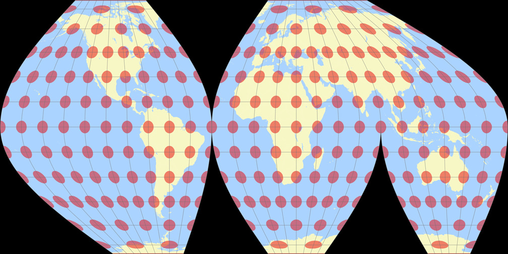 McBryde-Thomas Flat-Polar Sinusoidal (interrupted) Tissot Indicatrix