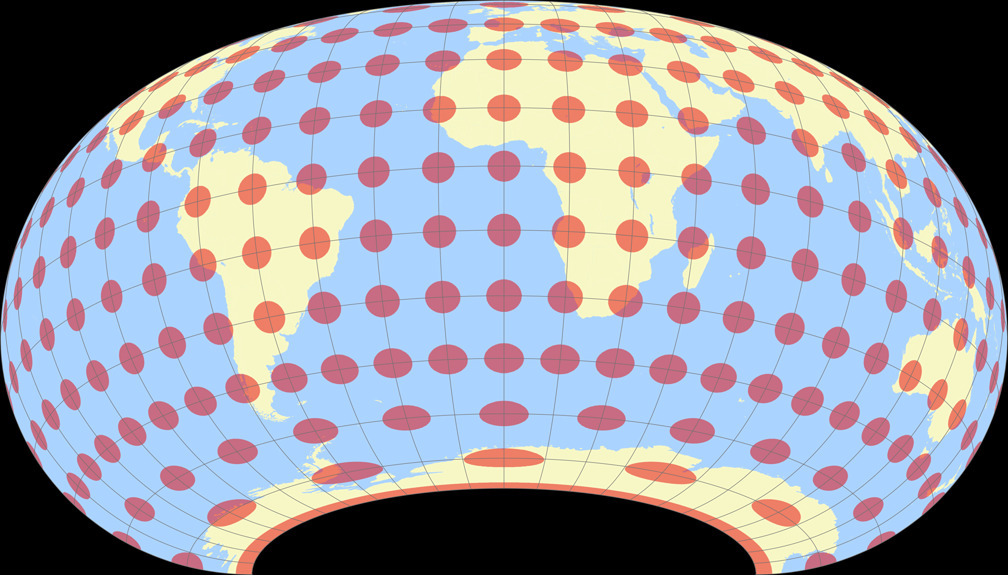 Raisz Armadillo (Southern Hemisphere) Tissot Indicatrix