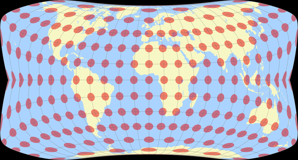 Strebe-Snyder Pointed-Pole 35°S Tissot Indicatrix