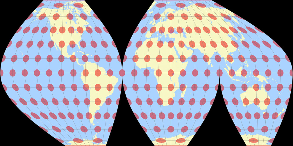 McBryde-Thomas Flat-Polar Sinusoidal (interrupted) Tissot Indicatrix