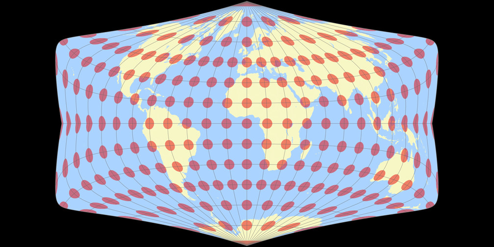 Strebe-Sinusoidal 26°S Tissot Indicatrix