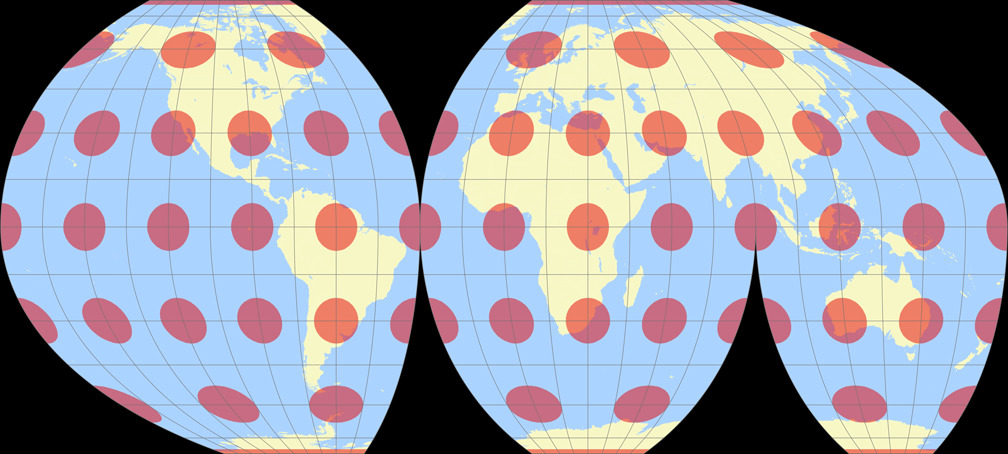 McBryde-Thomas Flat-Polar Quartic (interrupted) Tissot Indicatrix