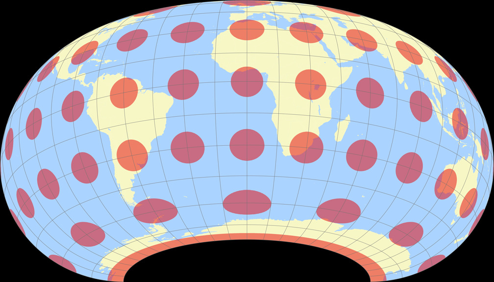 Raisz Armadillo (Southern Hemisphere) Tissot Indicatrix