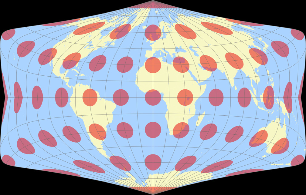 Strebe-Sinusoidal 26°S Tissot Indicatrix