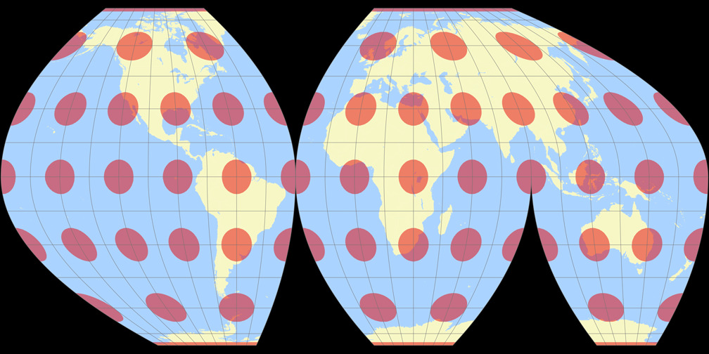 McBryde-Thomas Flat-Polar Parabolic (interrupted) Tissot Indicatrix