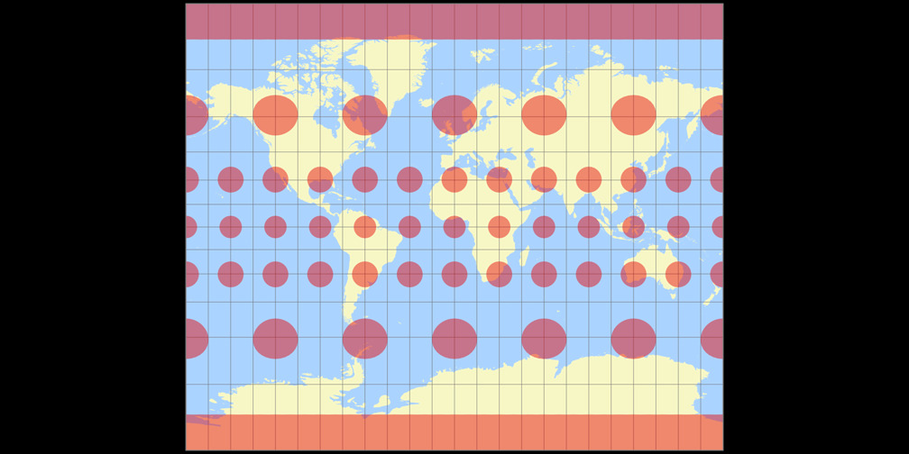 Tobler’s variant 2 of Miller Cylindrical Tissot Indicatrix